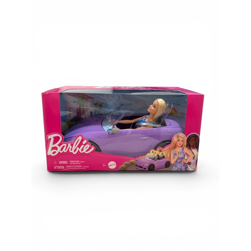 Mattel Barbie Doll and Purple Convertible Car Playset HBY29 New in Box